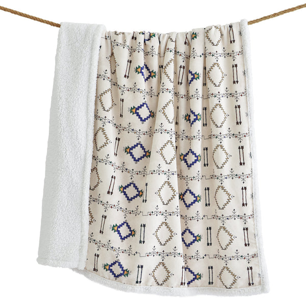 Hiend Accents Arrow Campfire Sherpa Throw - Embrace Cozy Elegance With Unique Tribal Design For Indoor & Outdoor Use Multi Color Front, 100% Polyester,Back, 100% Polyester (Sherpa Fabric) Cf2317t2-os-oc