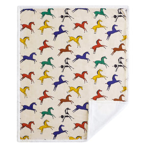 Hiend Accents Wild Horses Campfire Sherpa Throw - Cozy Comfort With Vibrant Southwestern Design For All Occasions Multi Color Front, 100% Polyester,Back, 100% Polyester (Sherpa Fabric) Cf2317th-os-oc