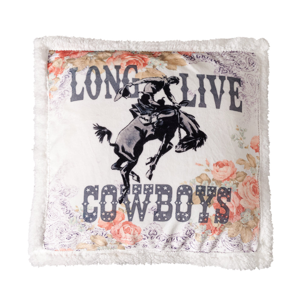 Hiend Accents Long Live Cowboys Campfire Sherpa Pillow - Embrace Rustic Elegance With Comfort And Style Multi Color Shell, 100% Polyester,Fill, 100% Polyester Cf2469pl-os-d3