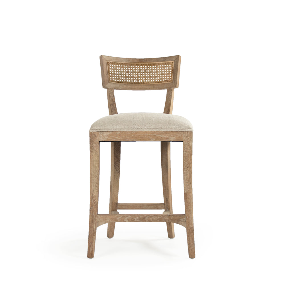 Carvell Counter Stool Limed Grey Oak, Natural Cream Linen CF282-30CaneCounter E272 A015-A Zentique