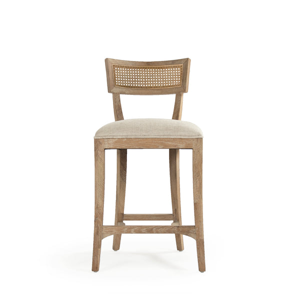 Carvell Counter Stool Limed Grey Oak, Natural Cream Linen CF282-30CaneCounter E272 A015-A Zentique