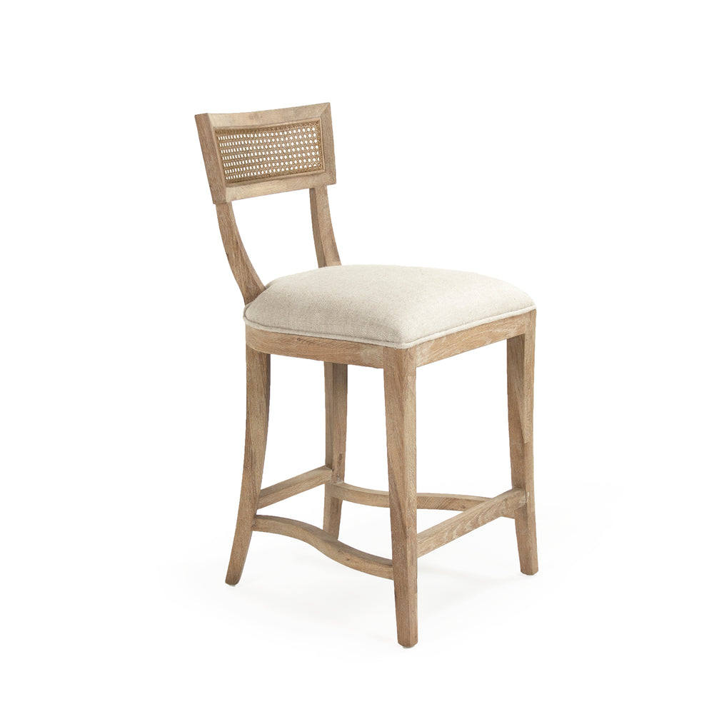 Carvell Counter Stool Limed Grey Oak, Natural Cream Linen CF282-30CaneCounter E272 A015-A Zentique