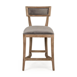 Carvell Counter Stool Limed Grey Oak, Grey Velvet CF282-30 Counter E272 V072 Zentique