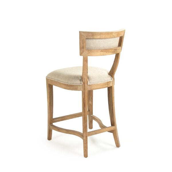 Zentique Carvell Oak Counter Stool with Linen Upholstery, Ergonomic Backrest & Footrest for Comfort CF282-30 Counter E272 A015-A