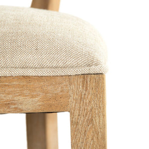 Zentique Carvell Oak Counter Stool with Linen Upholstery, Ergonomic Backrest & Footrest for Comfort CF282-30 Counter E272 A015-A