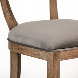 Zentique Carvell Oak Counter Stool with Plush Velvet Seat, Ergonomic Backrest & Sturdy Joinery, 39.25" H CF282-30 Counter E272 V072