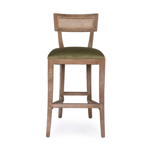 Carvell Cane Back Bar Stool (Velvet) Zentique