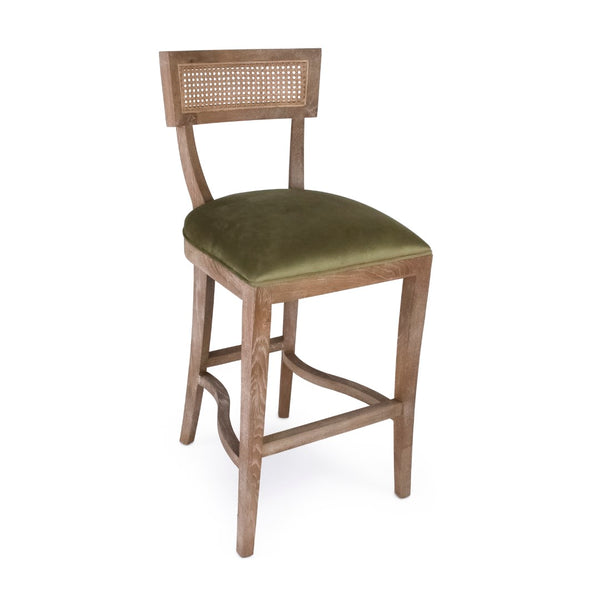 Carvell Cane Back Bar Stool (Velvet) Zentique