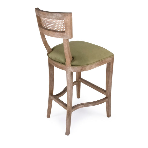 Carvell Cane Back Bar Stool (Velvet) Zentique