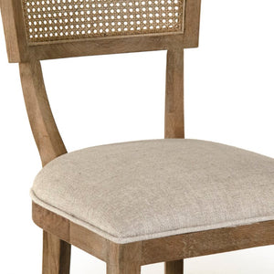 Zentique Carvell Cane Back Bar Stool with Oak Frame, Woven Cane Back & Linen Seat — Durable Comfort, Versatile Style CF282-35-R Cane Bar E272 A015-A