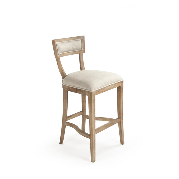 Carvell Bar Stool Limed Grey Oak, Natural Cream Linen CF282-35 Bar E272 A015-A Zentique
