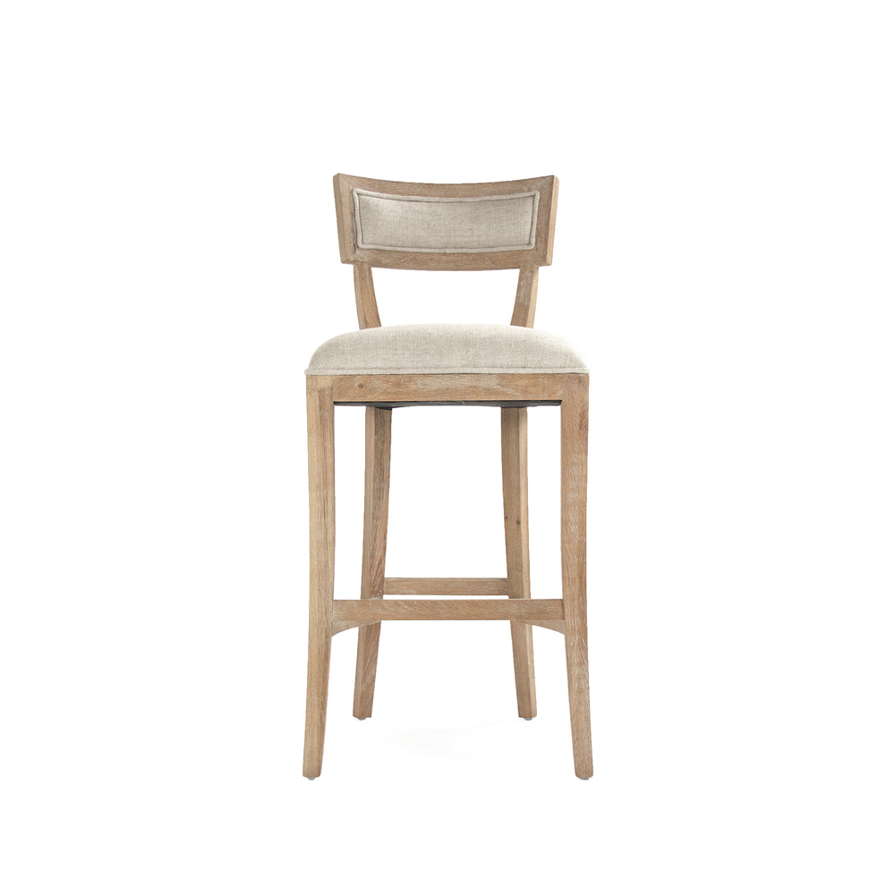 Carvell Bar Stool Limed Grey Oak, Natural Cream Linen CF282-35 Bar E272 A015-A Zentique