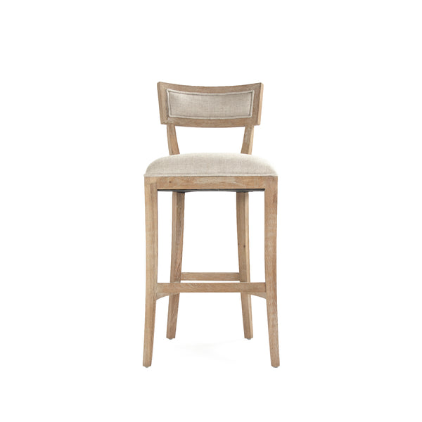Carvell Bar Stool Limed Grey Oak, Natural Cream Linen CF282-35 Bar E272 A015-A Zentique