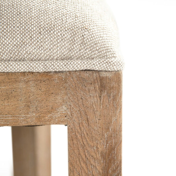 Zentique Carvell Oak Linen Bar Stool — Padded Seat & Contoured Back for Ergonomic Comfort, Durable Style CF282-35 Bar E272 A015-A