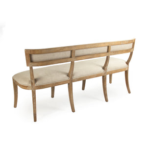 Carvell Bench Limed Grey Oak, Natural Cream Linen CF282-3 E272 A015-A Zentique