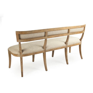Zentique Carvell Solid Oak Bench with Linen Upholstery — Minimalist Entryway Seating, Warm Oak Finish, 64.75"W CF282-3 E272 A015-A