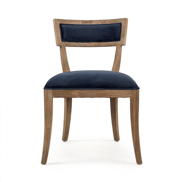Carvell Side Chair Limed Grey Oak, Blue Velvet CF282 E272 V093 Zentique