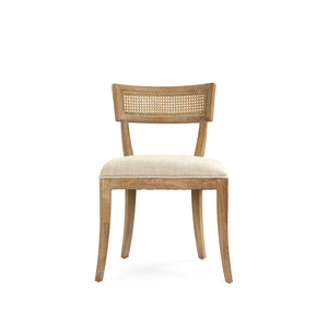 Carvell Cane Back Side Chair Limed Grey Oak, Natural Cream Linen CF282-R Cane E272 A015-A Zentique