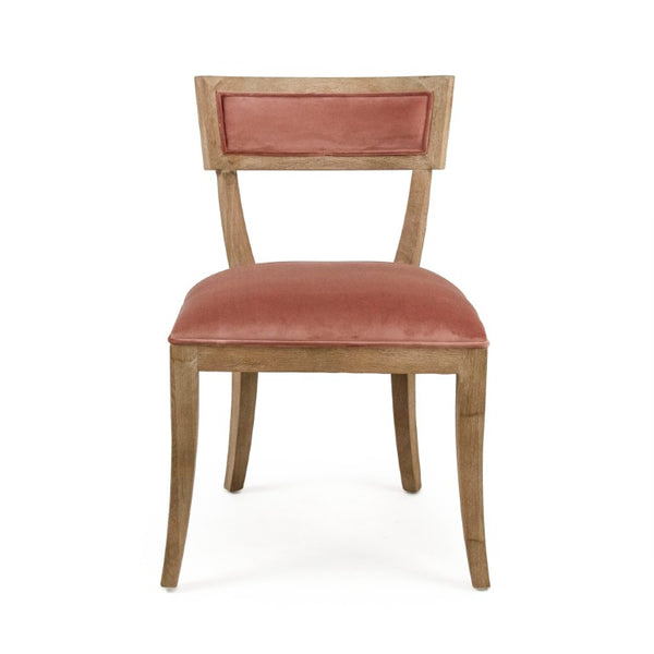 Zentique Carvell Solid Oak Side Chair with Plush Velvet Upholstery, Ergonomic Support for Dining & Desk (97 chars) Limed Grey Oak, Rose Velvet CF282 E272 V069