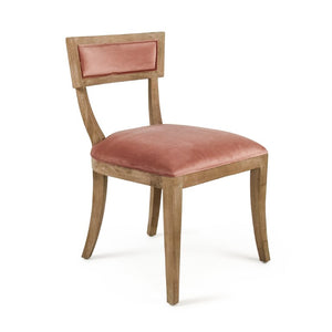 Zentique Carvell Solid Oak Side Chair with Plush Velvet Upholstery, Ergonomic Support for Dining & Desk (97 chars) Limed Grey Oak, Rose Velvet CF282 E272 V069
