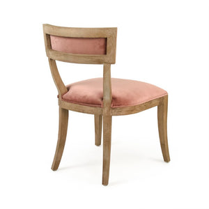 Zentique Carvell Solid Oak Side Chair with Plush Velvet Upholstery, Ergonomic Support for Dining & Desk (97 chars) Limed Grey Oak, Rose Velvet CF282 E272 V069