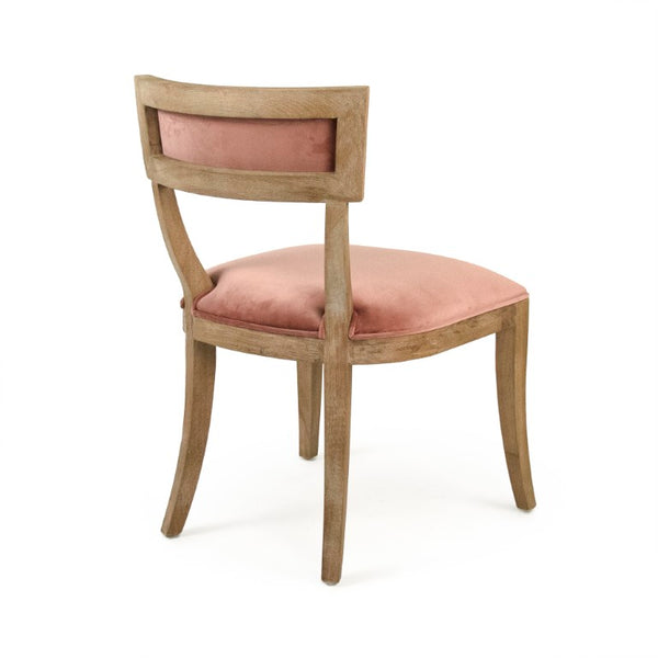 Zentique Carvell Solid Oak Side Chair with Plush Velvet Upholstery, Ergonomic Support for Dining & Desk (97 chars) Limed Grey Oak, Rose Velvet CF282 E272 V069