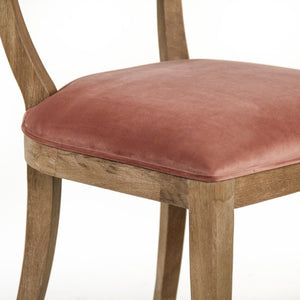 Zentique Carvell Solid Oak Side Chair with Plush Velvet Upholstery, Ergonomic Support for Dining & Desk (97 chars) Limed Grey Oak, Rose Velvet CF282 E272 V069