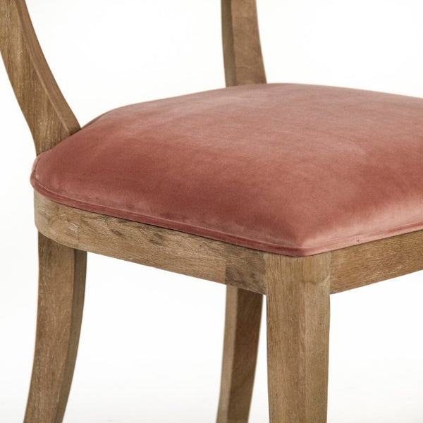Zentique Carvell Solid Oak Side Chair with Plush Velvet Upholstery, Ergonomic Support for Dining & Desk (97 chars) Limed Grey Oak, Rose Velvet CF282 E272 V069