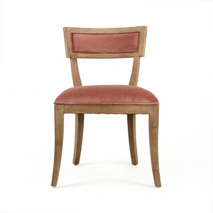 Zentique Carvell Solid Oak Side Chair with Plush Velvet Upholstery, Ergonomic Support for Dining & Desk (97 chars) Limed Grey Oak, Rose Velvet CF282 E272 V069