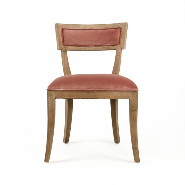 Zentique Carvell Solid Oak Side Chair with Plush Velvet Upholstery, Ergonomic Support for Dining & Desk (97 chars) Limed Grey Oak, Rose Velvet CF282 E272 V069