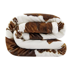 Hiend Accents Elsa Cowhide Campfire Sherpa Throw - Luxurious Warmth For Cozy Nights & Stylish Home Décor Tan,Natural Front, 100% Polyester,Back, 100% Polyester (Sherpa Fabric) Cf3067th-os-br