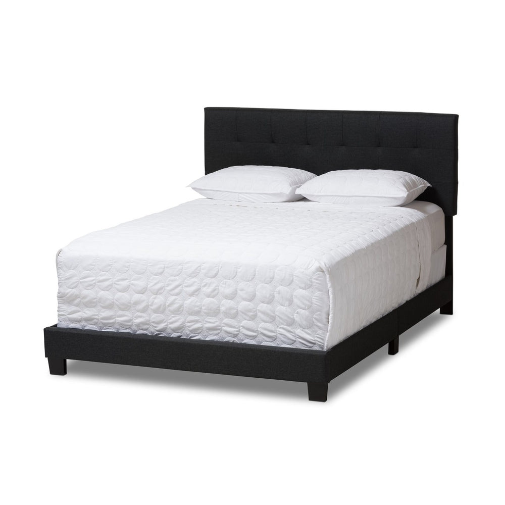 Baxton Studio Baxton Studio Brookfield Modern Charcoal Grey Upholstered Bed with Stylish Grid Tufted Headboard King CF8747B-Charcoal-King