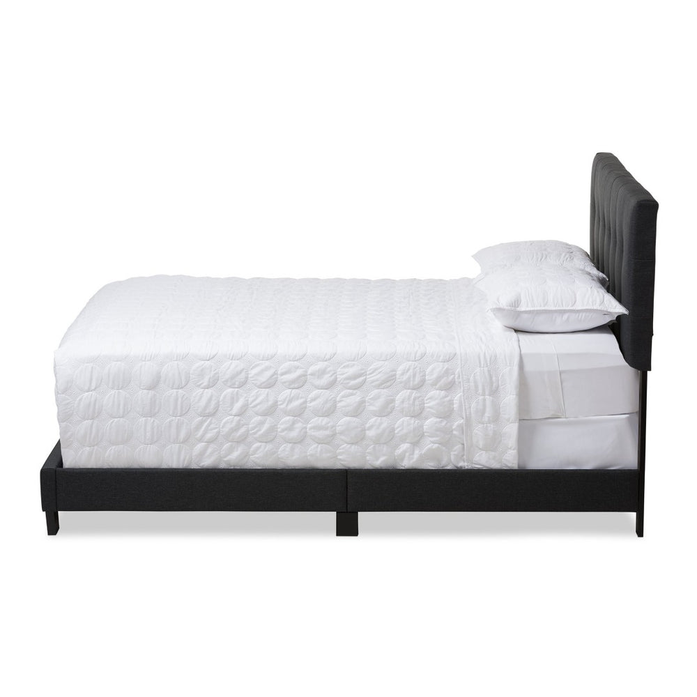 Baxton Studio Baxton Studio Brookfield Modern Charcoal Grey Upholstered Bed with Stylish Grid Tufted Headboard King CF8747B-Charcoal-King