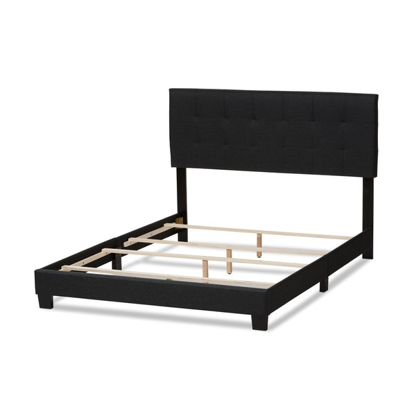 Baxton Studio Baxton Studio Brookfield Modern Charcoal Grey Upholstered Bed with Stylish Grid Tufted Headboard King CF8747B-Charcoal-King