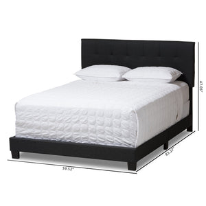 Baxton Studio Baxton Studio Brookfield Modern Charcoal Grey Upholstered Bed with Stylish Grid Tufted Headboard King CF8747B-Charcoal-King