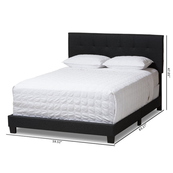 Baxton Studio Baxton Studio Brookfield Modern Charcoal Grey Upholstered Bed with Stylish Grid Tufted Headboard King CF8747B-Charcoal-King