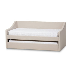 Baxton Studio Baxton Studio Modern Beige Upholstered Daybed with Trundle – Versatile Style for Any Space Sand CF8755-Beige-Day Bed