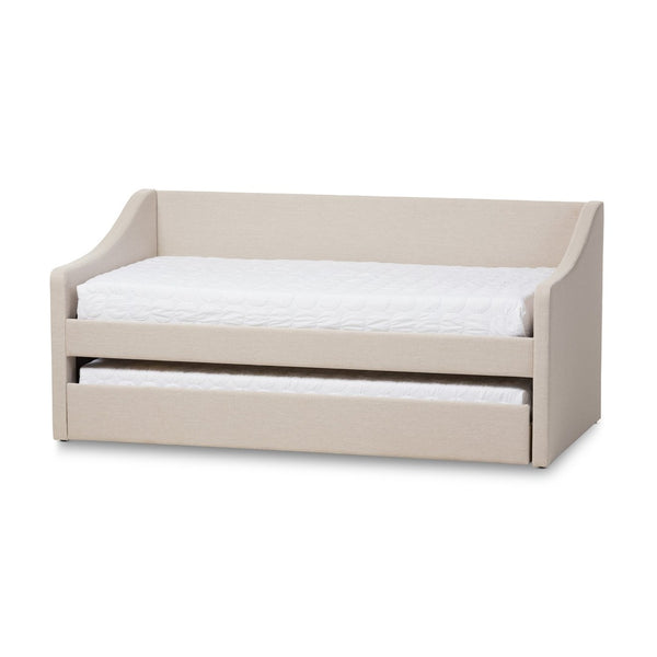 Baxton Studio Baxton Studio Modern Beige Upholstered Daybed with Trundle – Versatile Style for Any Space Sand CF8755-Beige-Day Bed