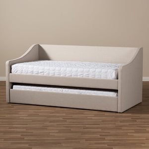Baxton Studio Baxton Studio Modern Beige Upholstered Daybed with Trundle – Versatile Style for Any Space Sand CF8755-Beige-Day Bed