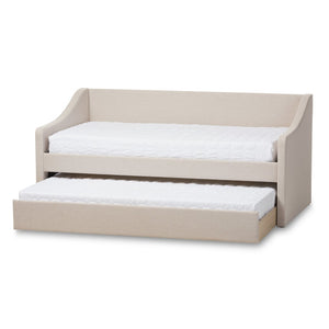 Baxton Studio Baxton Studio Modern Beige Upholstered Daybed with Trundle – Versatile Style for Any Space Sand CF8755-Beige-Day Bed