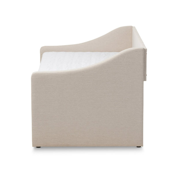 Baxton Studio Baxton Studio Modern Beige Upholstered Daybed with Trundle – Versatile Style for Any Space Sand CF8755-Beige-Day Bed
