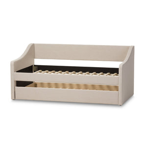 Baxton Studio Baxton Studio Modern Beige Upholstered Daybed with Trundle – Versatile Style for Any Space Sand CF8755-Beige-Day Bed