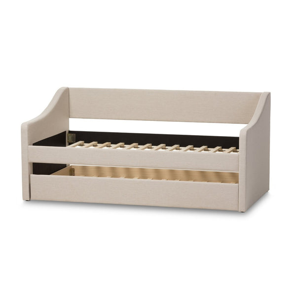 Baxton Studio Baxton Studio Modern Beige Upholstered Daybed with Trundle – Versatile Style for Any Space Sand CF8755-Beige-Day Bed