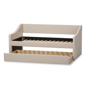 Baxton Studio Baxton Studio Modern Beige Upholstered Daybed with Trundle – Versatile Style for Any Space Sand CF8755-Beige-Day Bed