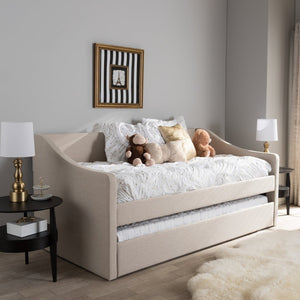Baxton Studio Baxton Studio Modern Beige Upholstered Daybed with Trundle – Versatile Style for Any Space Sand CF8755-Beige-Day Bed