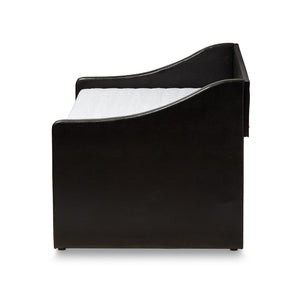Baxton Studio Baxton Studio Modern Faux Leather Daybed with Roll-Out Trundle for Stylish Guest Accommodations Barnstorm Black CF8755-Black-Day Bed