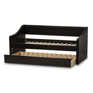 Baxton Studio Baxton Studio Modern Faux Leather Daybed with Roll-Out Trundle for Stylish Guest Accommodations Barnstorm Black CF8755-Black-Day Bed