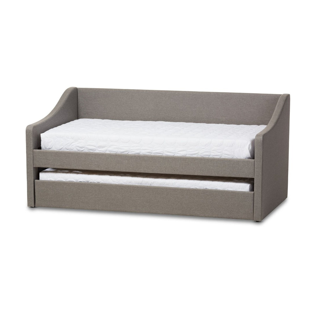 Baxton Studio Baxton Studio Modern Beige Upholstered Daybed with Trundle – Versatile Style for Any Space Barnstorm Grey CF8755-Grey-Day Bed