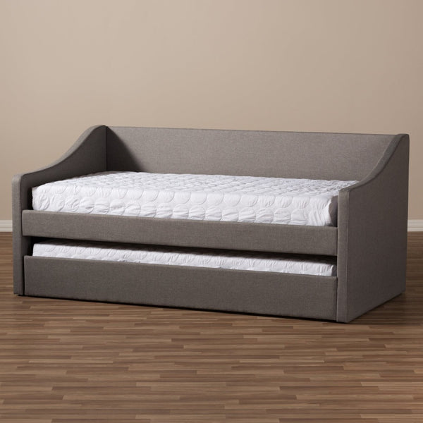Baxton Studio Baxton Studio Modern Beige Upholstered Daybed with Trundle – Versatile Style for Any Space Barnstorm Grey CF8755-Grey-Day Bed