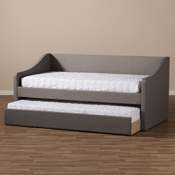 Baxton Studio Baxton Studio Modern Beige Upholstered Daybed with Trundle – Versatile Style for Any Space Barnstorm Grey CF8755-Grey-Day Bed